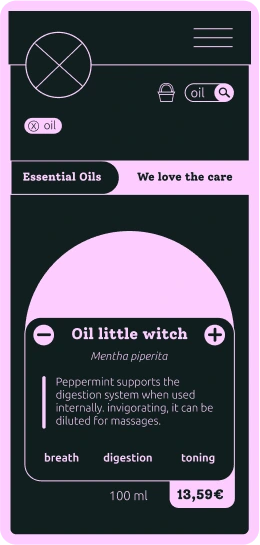 mobile wireframe essential oils details product